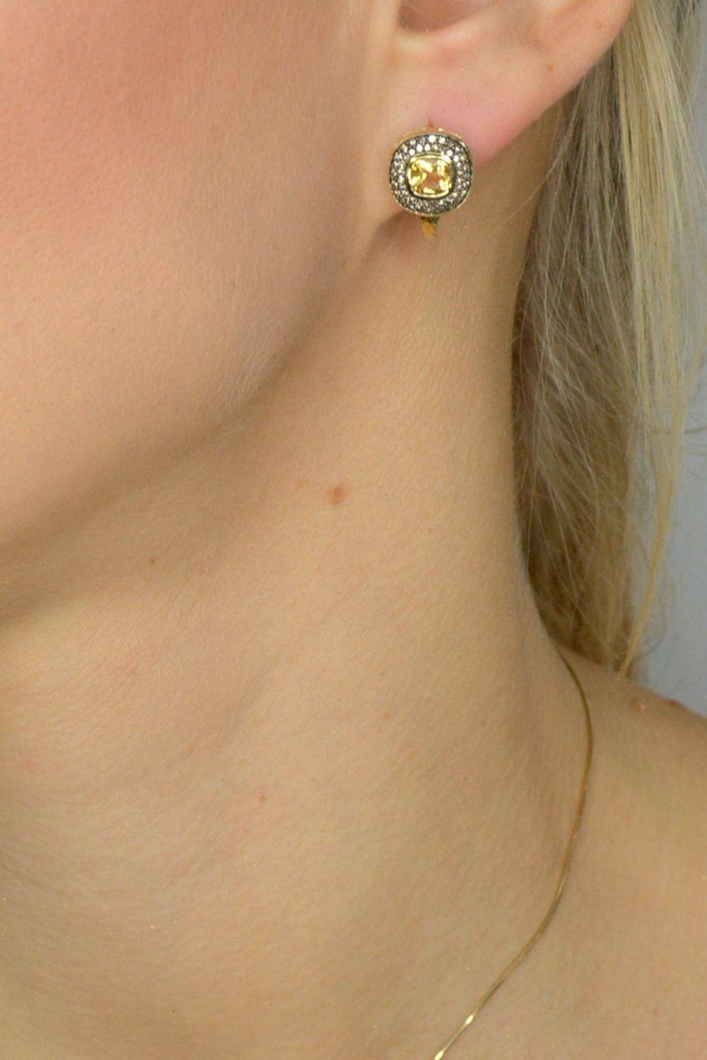 Złote kolczyki DIAMENT cytryn, diamenty E 1348CTCH.jpg